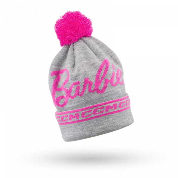 Barbie x CCM Grey Embroidered Pom Knit Hat